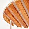 Plafoniera a sfere Gastor in stile Boho con 5 schermi di vetro chiaro e lamelle in legno