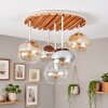 Plafoniera a grappolo Koyoto in stile boho con 5 sfere in vetro chiaro, struttura sabbia