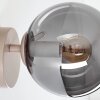 Applique da parete moderna Gastor, sfera in vetro grigio fumo, base colore sabbia, E14
