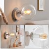 Applique da parete moderna Gastor con sfera in vetro chiaro e portalampada E14