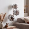 Applique da parete Gastor Vintage con 3 sfere verticali in vetro grigio fumo