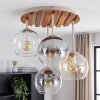 Plafoniera Koyoto in stile boho con copertura a lamelle in legno e quattro sfere
