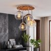 Plafoniera Koyoto in stile boho con copertura a lamelle in legno e quattro sfere