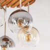 Plafoniera Koyoto in stile boho con copertura a lamelle in legno e quattro sfere