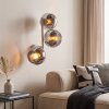 Applique a sfere Koyoto moderna color Sabbia, 3 paralumi in vetro Cromo e Grigio fumo