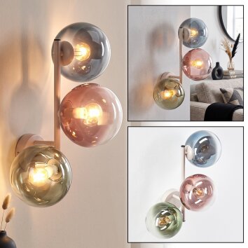 Lampada da parete Gastor moderna con 3 paralumi sferici colorati, E14