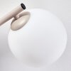 Lampada da parete Koyoto con 3 sfere in vetro bianco su bracci sfalsati, E14, ø 15 cm