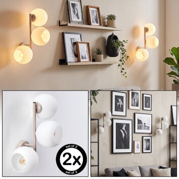 Applique a sfere moderne Koyoto, set da 2, tre schermi in vetro bianco