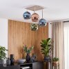 Lampada a sospensione moderna Koyoto con 4 sfere in vetro a grappolo blu, verde e ramato