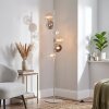 Moderna lampada da terra Koyoto con 6 sfere in vetro ambrato, cromato, grigio fumo e chiaro