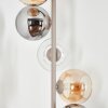 Moderna lampada da terra Koyoto con 6 sfere in vetro ambrato, cromato, grigio fumo e chiaro