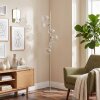 Lampada da terra moderna Koyoto con 6 sfere in vetro rigato chiaro, diametro 34 cm