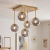 Lampadario a sospensione moderno Chehalis, 5 sfere in vetro grigio fumo