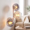 Applique moderna Koyoto, 3 sfere verticali in vetro fumé, ambra e chiaro