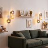 Applique moderna Koyoto in set da 2, con 3 sfere in vetro grigio fumo, ambrate e chiare