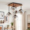 Plafoniera a sfere Koyoto, stile Boho, con 5 schermi in vetro chiaro e grigio fumo