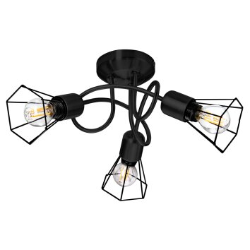 NOWA Toni plafoniera moderna a 3 luci, lampada da soffitto curva con gabbie aperte