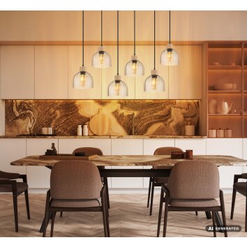 Globo Swanson lampadario a sospensione moderno a 6 luci E27, lungo 105 cm per cucina