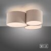 Leuchten Direkt Plafoniera DURO con 3 paralumi beige a coste, luce calda 3000 Kelvin