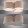 Leuchten Direkt Plafoniera DURO con 3 paralumi beige a coste, luce calda 3000 Kelvin
