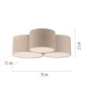 Leuchten Direkt Plafoniera DURO con 3 paralumi beige a coste, luce calda 3000 Kelvin