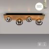 Leuchten Direkt Plafoniera a sfere GERDA con listelli in legno e sfere color grigio fumo