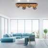 Leuchten Direkt Plafoniera a sfere GERDA con listelli in legno e sfere color grigio fumo