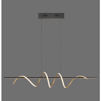 Leuchten Direkt lampada a sospensione LED Emanda, sinuosa in ottone, regolabile in altezza