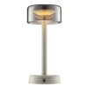 Brilliant Lampada da tavolo LED Razor, paralume cilindrico beige, luce calda 2700 Kelvin