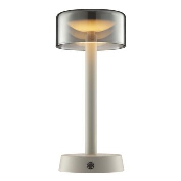 Brilliant Lampada da tavolo LED Razor, paralume cilindrico beige, luce calda 2700 Kelvin