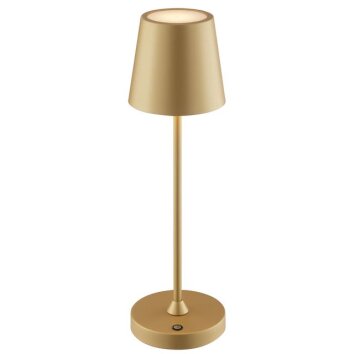 Brilliant Lampada da tavolo Elora con paralume conico oro, LED 2700 Kelvin, luce calda, IP44