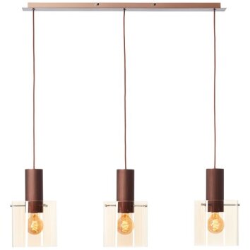 Brilliant lampada a sospensione lineare Petje per isole cucina, 3 paralumi ambrati