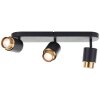 Brilliant Plafoniera a barra Covelo con 3 faretti neri e oro, luce calda 3000 Kelvin