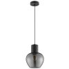 Brilliant lampada a sospensione Ligari con vetro moderno grigio fumo a goccia
