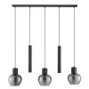 Brilliant Lampada a sospensione Ligari con 3 globi in vetro grigio fumo e 2 cilindri