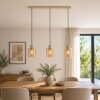 Brilliant Lampada a sospensione Lyska con 3 paralumi cilindrici in vetro ambrato