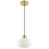 Brilliant lampada a sospensione Fanny in stile country con paralume tondo in vetro bianco