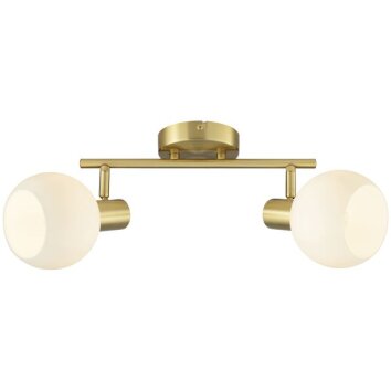 Brilliant Plafoniera Cony con 2 globi in vetro bianco e punti luce orientabili