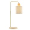 Brilliant lampada da tavolo Arlo in stile boho, con braccio arcuato e paralume beige
