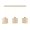 Brilliant lampada a sospensione lineare Arlo, 3 paralumi cilindrici beige per isole cucina