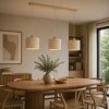 Brilliant lampada a sospensione lineare Arlo, 3 paralumi cilindrici beige per isole cucina