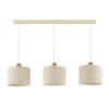 Brilliant lampada a sospensione lineare Arlo, 3 paralumi cilindrici beige per isole cucina