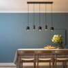 Brilliant Lampada a sospensione lineare Jane con 5 paralumi cilindrici marroni