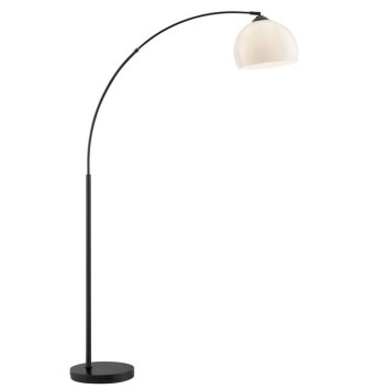 Brilliant lampada ad arco Vessa moderna con paralume bianco a semisfera