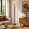 Brilliant lampada da terra Spari rossa, doppia luce per l’angolo lettura
