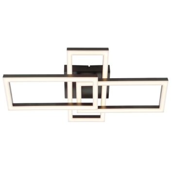Brilliant Plafoniera geometrica LED Jorvic, cornici nere sovrapposte, 3000 Kelvin calda