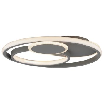 Brilliant plafoniera LED Runda, corpo antracite, anelli, memoria, 3000 Kelvin bianco caldo