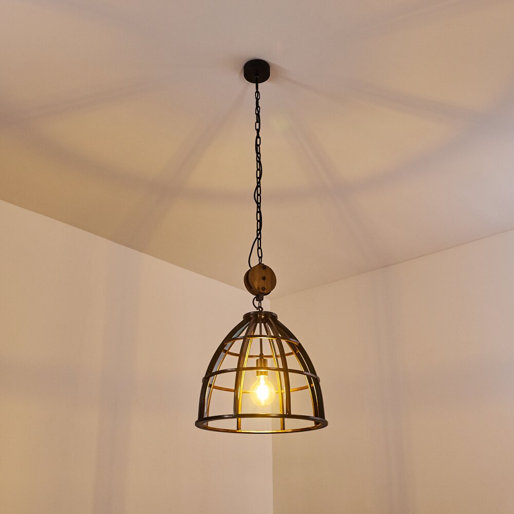Haervej Lampadario a sospensione Legno chiaro, Nero, 1-Luce