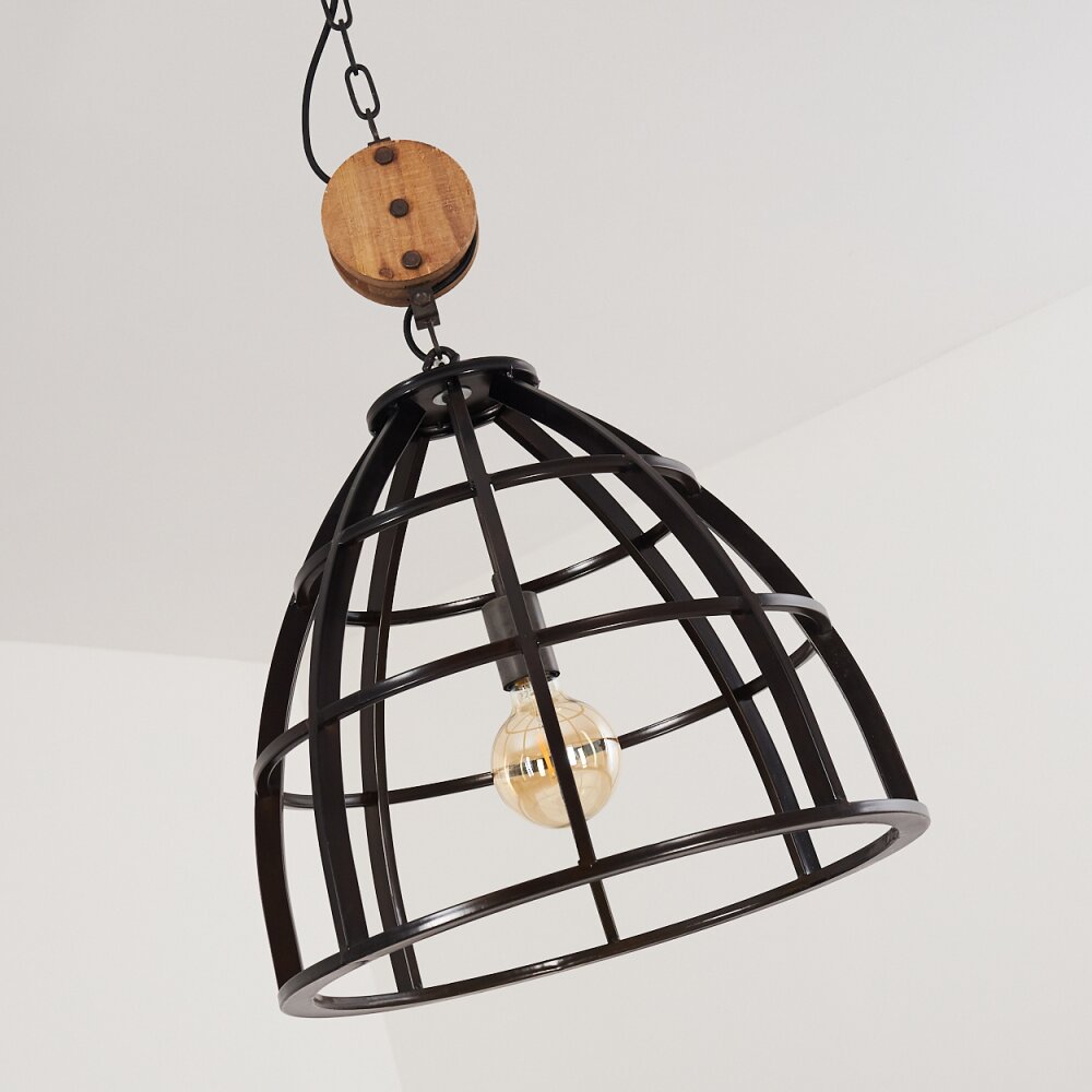 Haervej Lampadario a sospensione Legno chiaro, Nero, 1-Luce