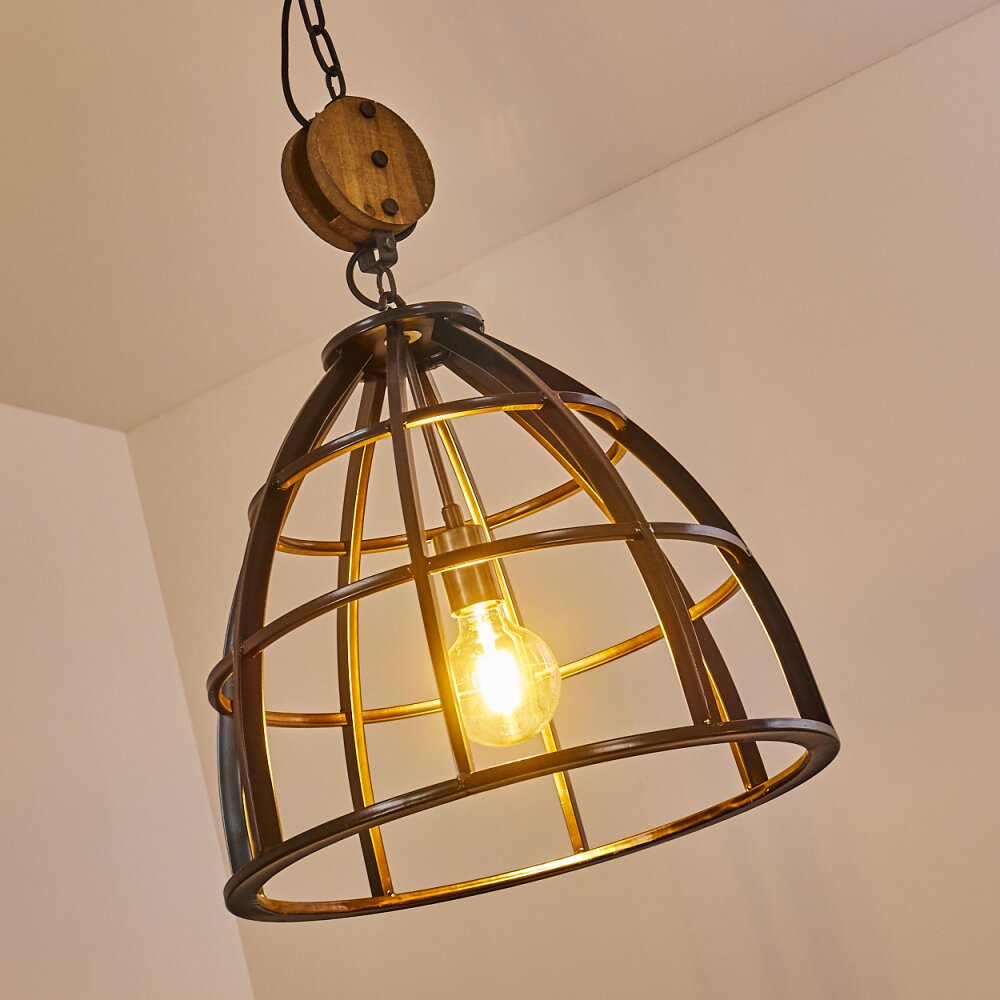 Haervej Lampadario a sospensione Legno chiaro, Nero, 1-Luce